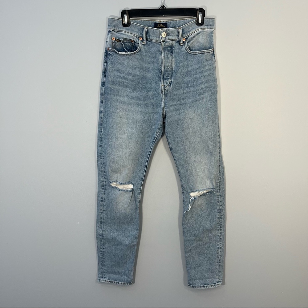Ralph Lauren Jeans Womens 30 Blue The Callen High Rise Slim Denim Distressed